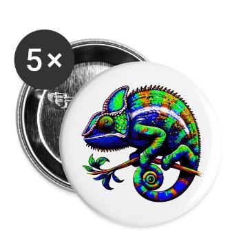 Chamäleon - Buttons klein 25 mm (5er Pack) - Weiß - Vorne