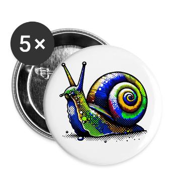 Schnecke - Buttons klein 25 mm (5er Pack) - Weiß - Vorne