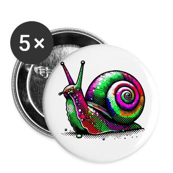 Schnecke - Buttons klein 25 mm (5er Pack) - Weiß - Vorne