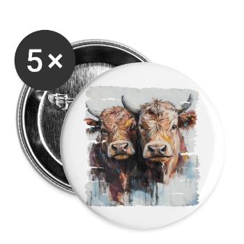 Two young bulls or two cows? - Buttons small 1''/25 mm (5-pack) - white - Front