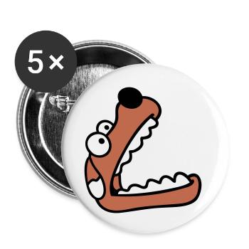 chien grande bouche museau faim regarder vers le haut - Lot de 5 petits badges (25 mm) - blanc - Devant