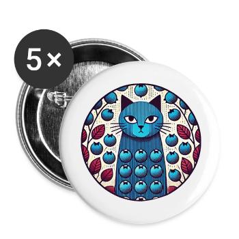 Blaubeer-Katze - Buttons klein 25 mm (5er Pack) - Weiß - Vorne