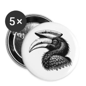 Nashornvögel - Buttons klein 25 mm (5er Pack) - Weiß - Vorne