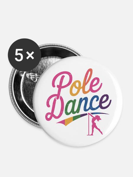 Pole Dance Pole Tänzerin Stangentanz - Buttons klein 25 mm (5er Pack) - Weiß