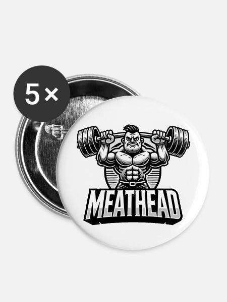 Heben von Fleischköpfen - Buttons klein 25 mm (5er Pack) - Weiß