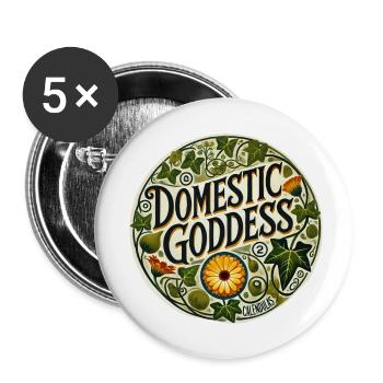 Domestic Goddess - Buttons small 1''/25 mm (5-pack) - white - Front