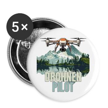 Drohnen Pilot - Buttons klein 25 mm (5er Pack) - Weiß - Vorne