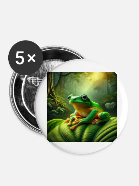 Kambo Frog - Buttons klein 25 mm (5er Pack) - Weiß