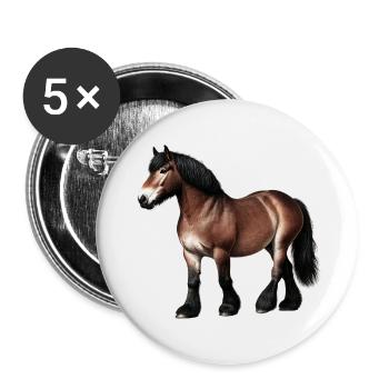 Pferd Kaltblut Braun - Buttons klein 25 mm (5er Pack) - Weiß - Vorne