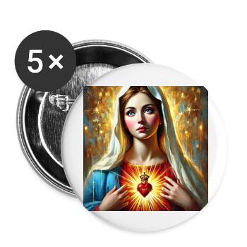 Holly Mary Maria Madonna Mariana Virgin Mary Holy - Buttons small 1''/25 mm (5-pack) - white - Front