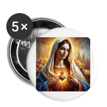 Holly Mary Maria Madonna Mariana Virgin Mary Holy - Buttons small 1''/25 mm (5-pack) - white - Front