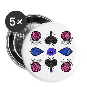 Roses Pop Art - Lot de 5 petits badges (25 mm) - blanc - Devant
