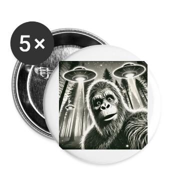 Funny Bigfoot Big Foot Sasquatch Selfie UFO Alien - Buttons small 1''/25 mm (5-pack) - white - Front