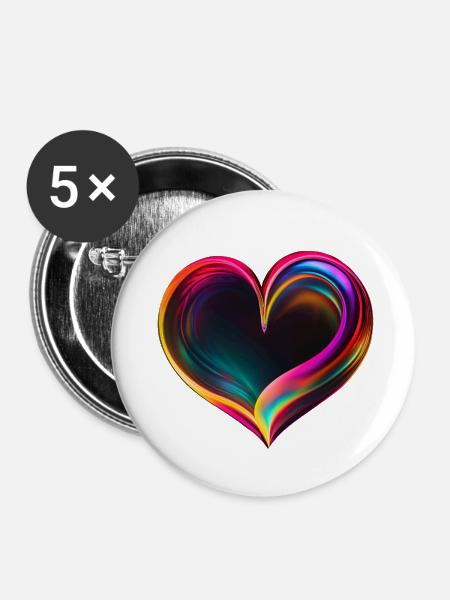 Herz für Kunstliebhaber - Buttons klein 25 mm (5er Pack) - Weiß