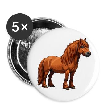 Highland Pony Rolle - Buttons klein 25 mm (5er Pack) - Weiß - Vorne