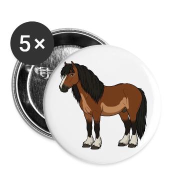 Fell Pferd echt - Buttons klein 25 mm (5er Pack) - Weiß - Vorne
