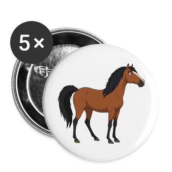 Konik Pferd echt - Buttons klein 25 mm (5er Pack) - Weiß - Vorne