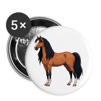 Mérens Pferd echt - Buttons klein 25 mm (5er Pack) - Weiß - Vorne