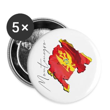 Montenegro Flagge in der Montenegro Landkarte EN - Buttons klein 25 mm (5er Pack) - Weiß - Vorne