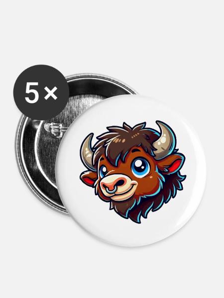 bison tier - Buttons klein 25 mm (5er Pack) - Weiß