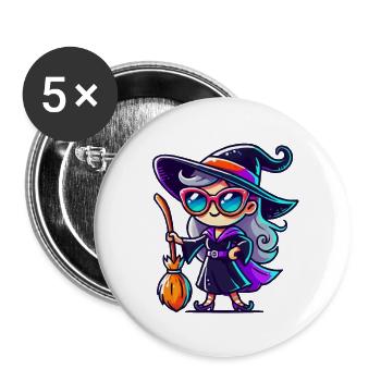 Lunettes de soleil Sorcière - Lot de 5 petits badges (25 mm) - blanc - Devant