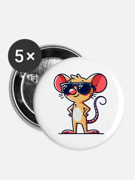 maus - Buttons klein 25 mm (5er Pack) - Weiß
