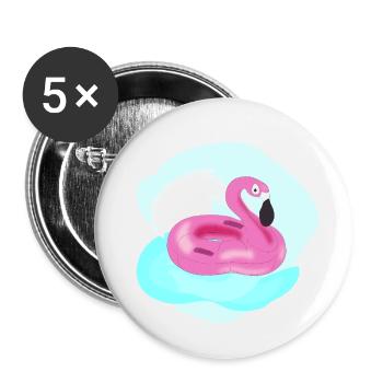 Pink pelican pool inflatable - Buttons small 1''/25 mm (5-pack) - white - Front