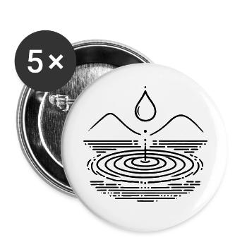 Water Drops & Waves – Zen-Inspired - Buttons small 1''/25 mm (5-pack) - white - Front