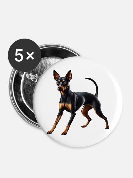 Hund Pinscher - Buttons klein 25 mm (5er Pack) - Weiß