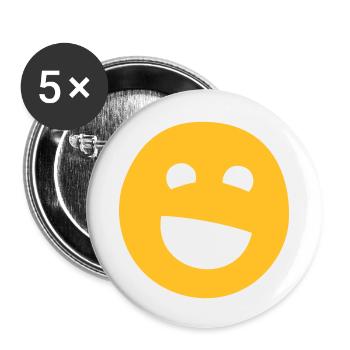 Lachendes Gesicht zweifarbig - Buttons klein 25 mm (5er Pack) - Weiß - Vorne