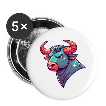 stier cartoon - Buttons klein 25 mm (5er Pack) - Weiß - Vorne