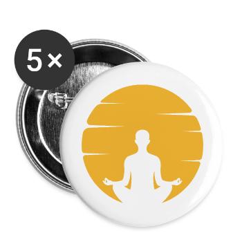 Meditative Silhouette mit Sonnenkreise - Buttons klein 25 mm (5er Pack) - Weiß - Vorne