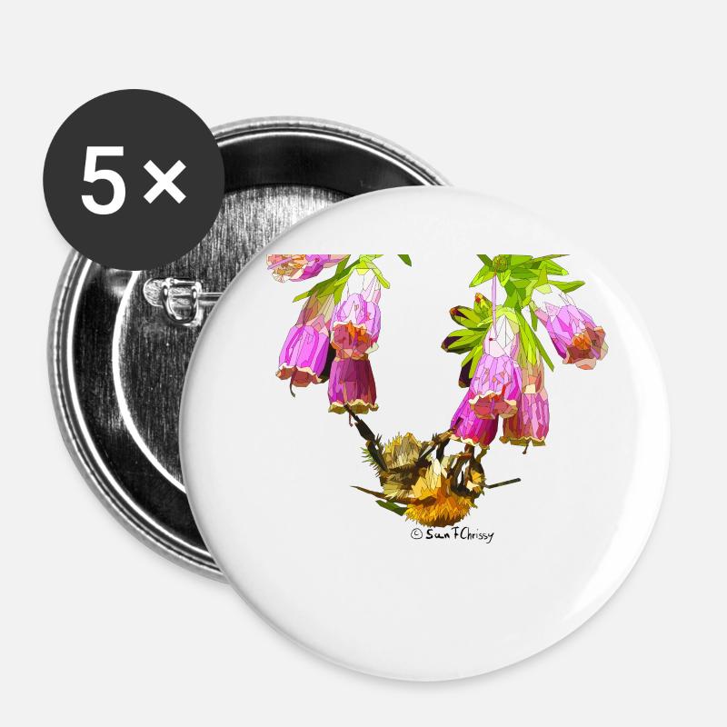 Bee mosaic with realistic effect - Buttons small 1''/25 mm (5-pack) - white