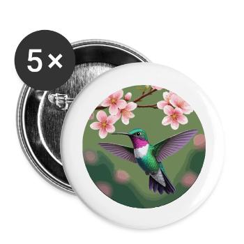 Kolibri in der Nähe einer Blume - Buttons klein 25 mm (5er Pack) - Weiß - Vorne