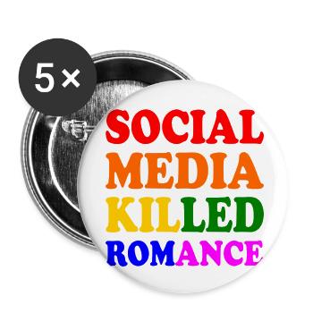 social media killed romance - Buttons small 1''/25 mm (5-pack) - white - Front