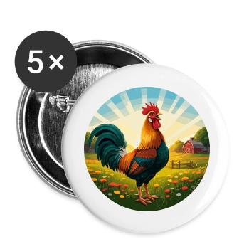 Hahn bei Sonnenaufgang - Buttons klein 25 mm (5er Pack) - Weiß - Vorne