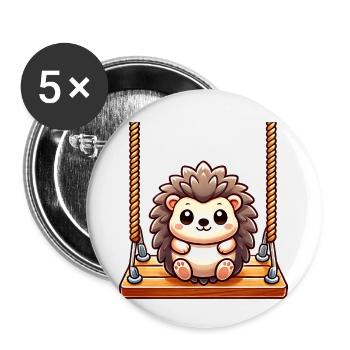 Igel schaukelt Spielplatz Cartoon süß - Buttons klein 25 mm (5er Pack) - Weiß - Vorne