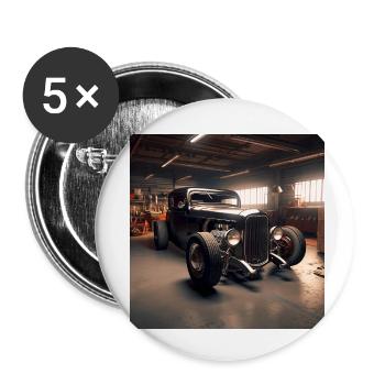 Hot Rod noir - Lot de 5 petits badges (25 mm) - blanc - Devant