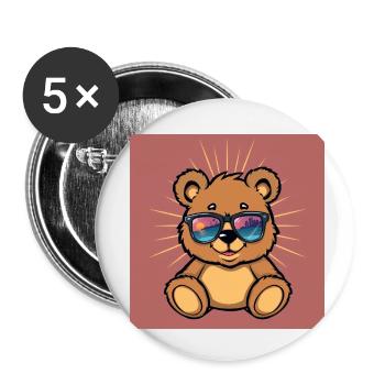 Teddy vibes - Buttons klein 25 mm (5er Pack) - Weiß - Vorne