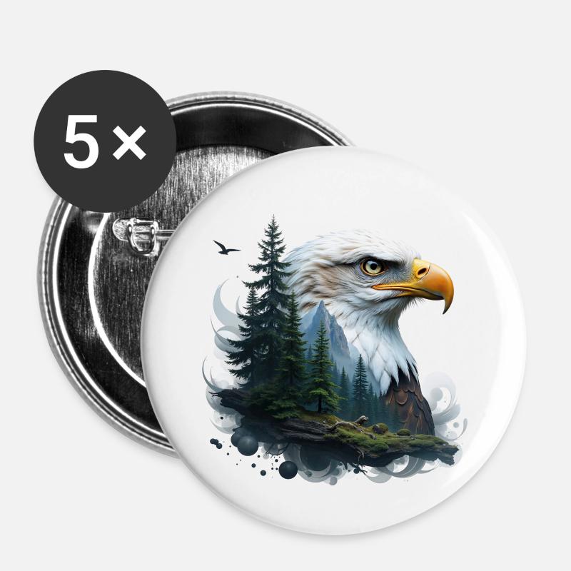 Nature eagle - Buttons small 1''/25 mm (5-pack) - white