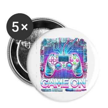JOUEZ MAINTENANT - Lot de 5 petits badges (25 mm) - blanc - Devant