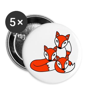 3 Foxes Friends Family Three Kids Crew Team Cute - Buttons small 1''/25 mm (5-pack) - white - Front