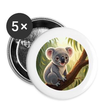 Koala-Bär im Baum - Buttons klein 25 mm (5er Pack) - Weiß - Vorne