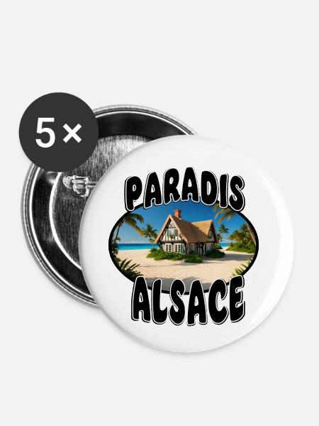 Paradies Elsass - Buttons klein 25 mm (5er Pack) - Weiß