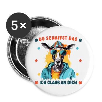 Du schaffst das! Ich glaub an dich! Glücksbringer - Buttons klein 25 mm (5er Pack) - Weiß - Vorne