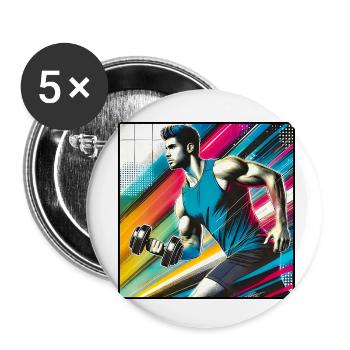 Sporty man - Buttons small 1''/25 mm (5-pack) - white - Front