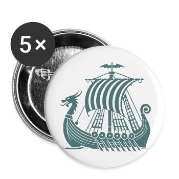 Navire Viking 1 - Lot de 5 petits badges (25 mm) - blanc - Devant
