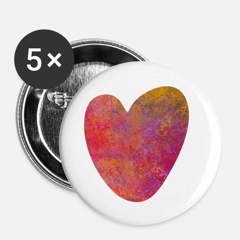 Herz Struktur Farbe Liebe Hochzeit Valentinstag - Buttons klein 25 mm (5er Pack) - Weiß