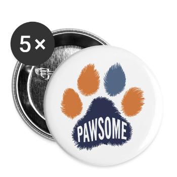 Pawsome Paw - Buttons small 1''/25 mm (5-pack) - white - Front