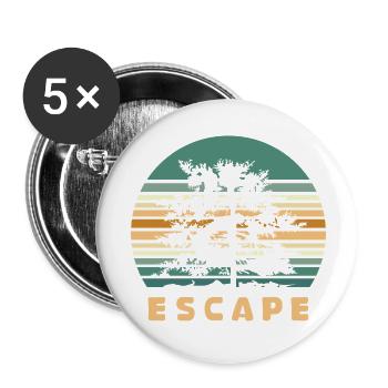 Escape Forest Design - Logo d’aventure rétro dans la nature - Lot de 5 petits badges (25 mm) - blanc - Devant
